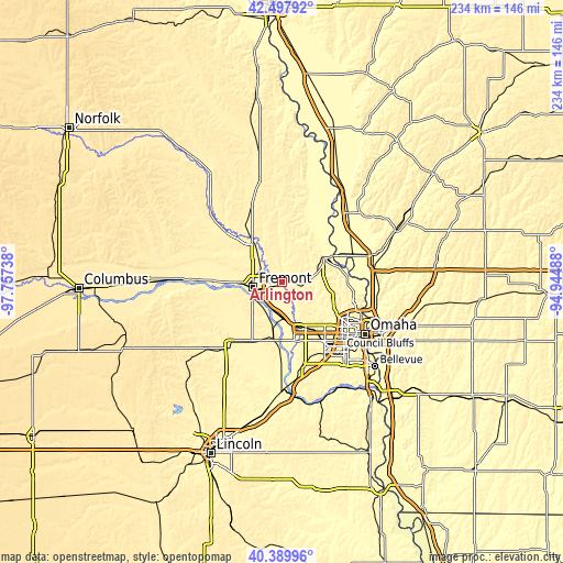 Topographic map of Arlington