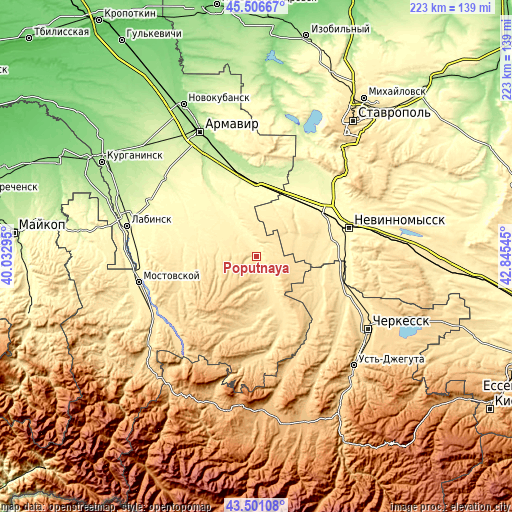 Topographic map of Poputnaya