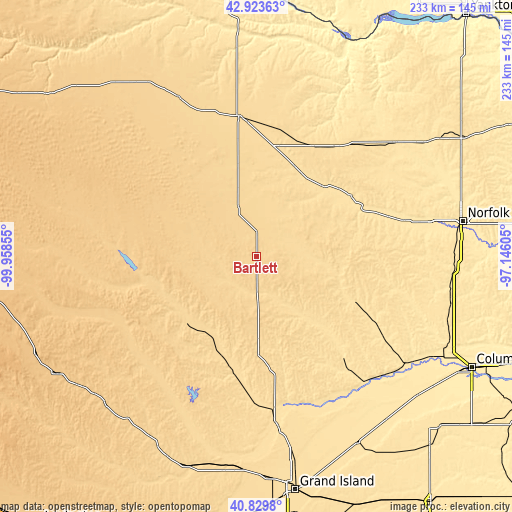 Topographic map of Bartlett