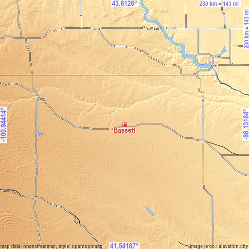 Topographic map of Bassett