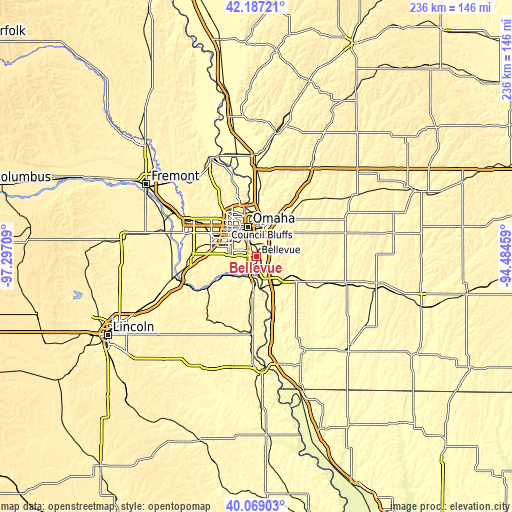 Topographic map of Bellevue