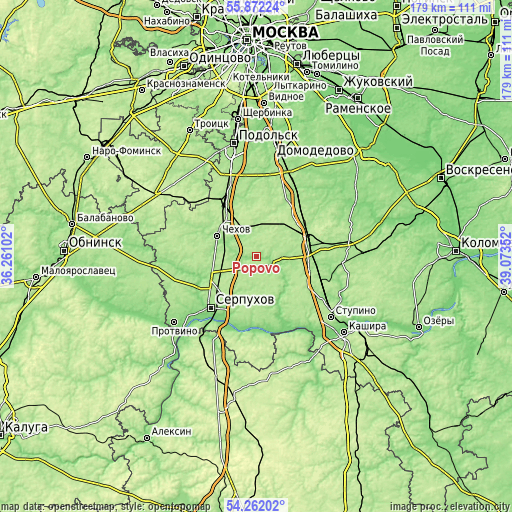 Topographic map of Popovo