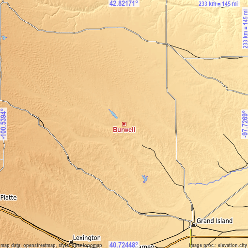 Topographic map of Burwell