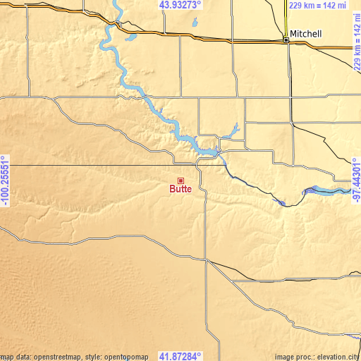 Topographic map of Butte