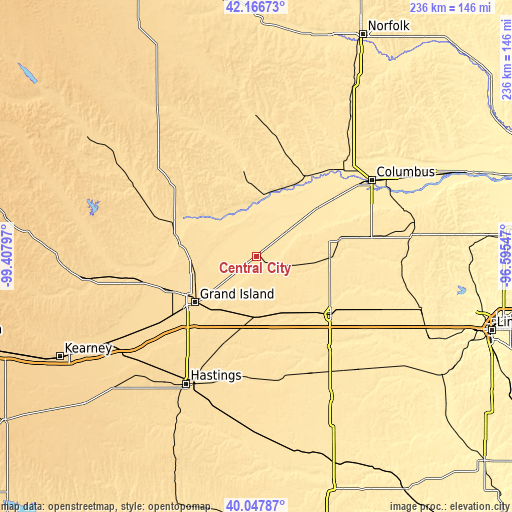 Topographic map of Central City