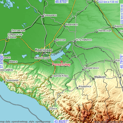 Topographic map of Ponezhukay