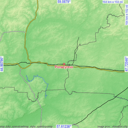 Topographic map of Ponazyrevo