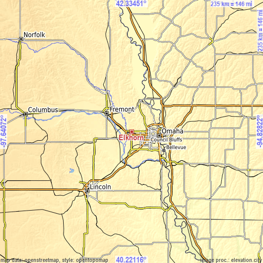 Topographic map of Elkhorn