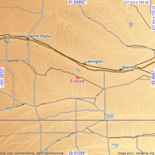 Topographic map of Elwood