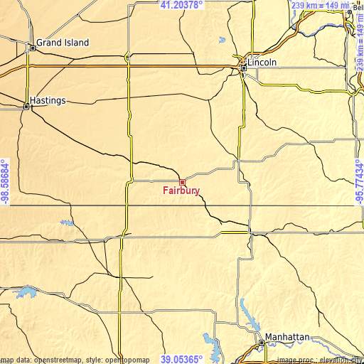 Topographic map of Fairbury