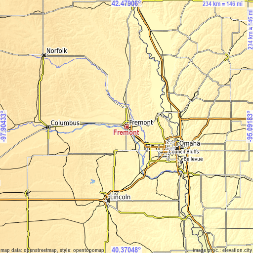 Topographic map of Fremont