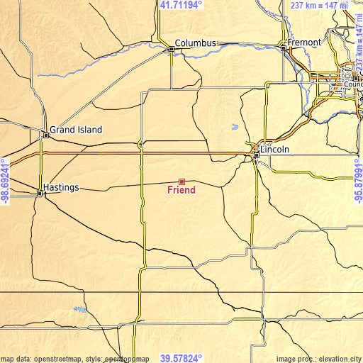 Topographic map of Friend