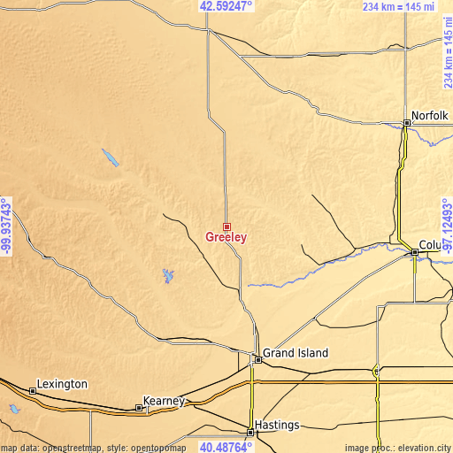 Topographic map of Greeley