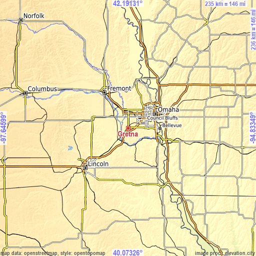 Topographic map of Gretna