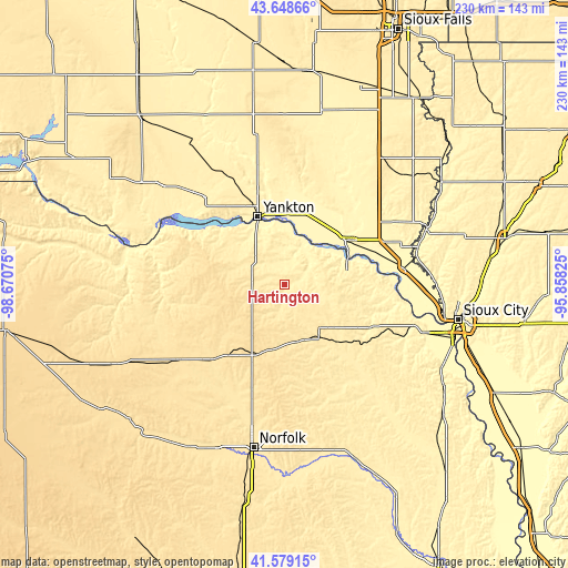 Topographic map of Hartington