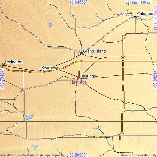 Topographic map of Hastings