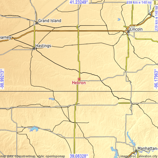 Topographic map of Hebron