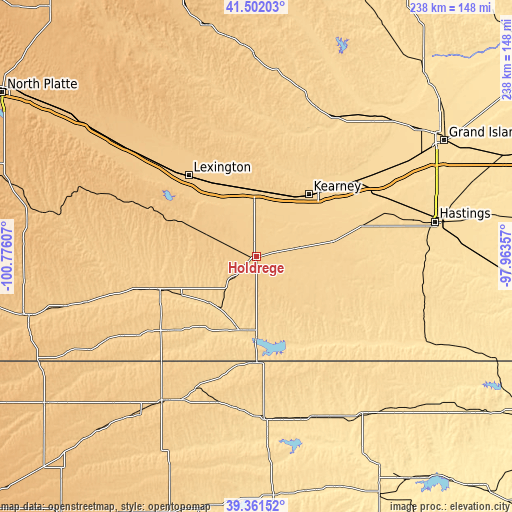 Topographic map of Holdrege