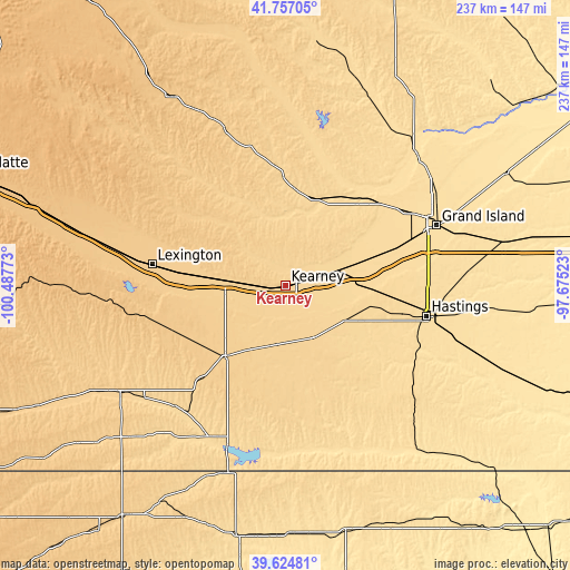 Topographic map of Kearney