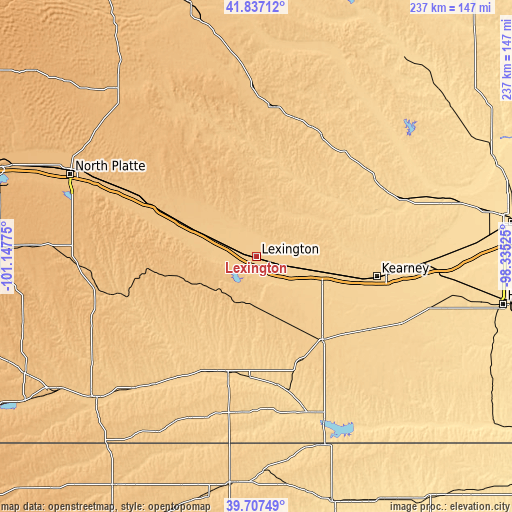 Topographic map of Lexington