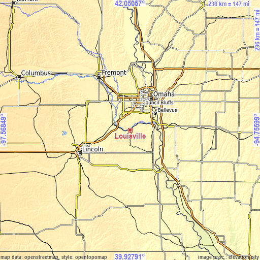 Topographic map of Louisville
