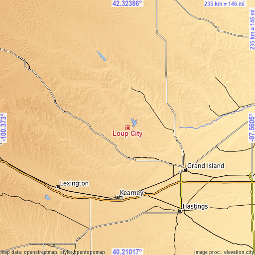 Topographic map of Loup City