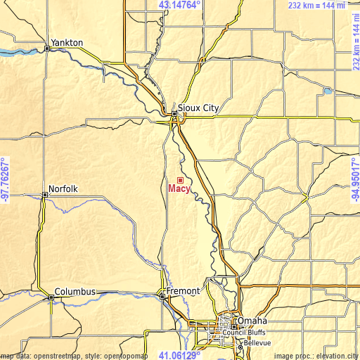 Topographic map of Macy