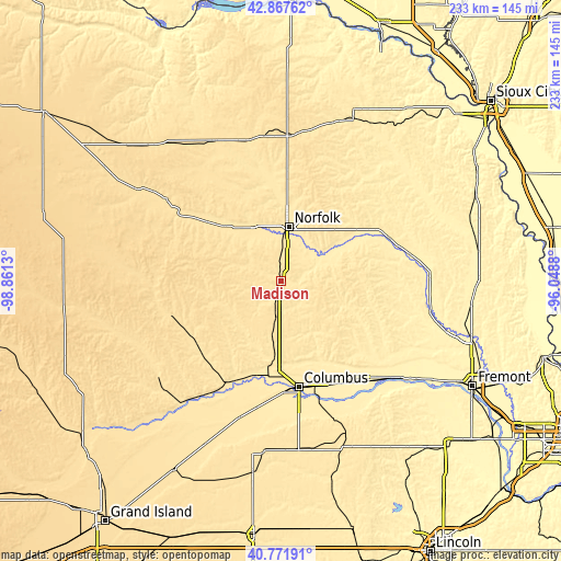 Topographic map of Madison