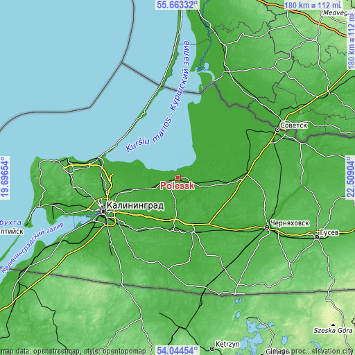 Topographic map of Polessk