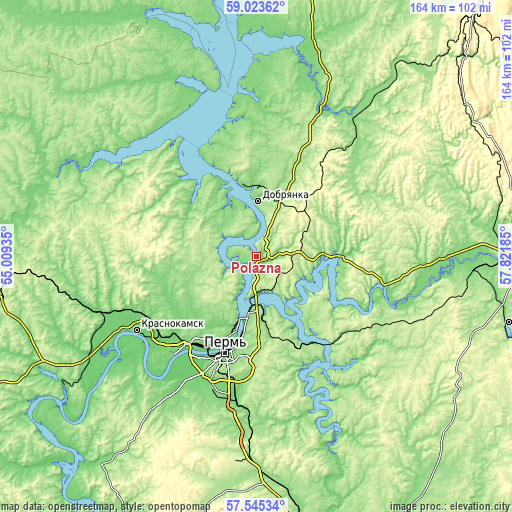 Topographic map of Polazna