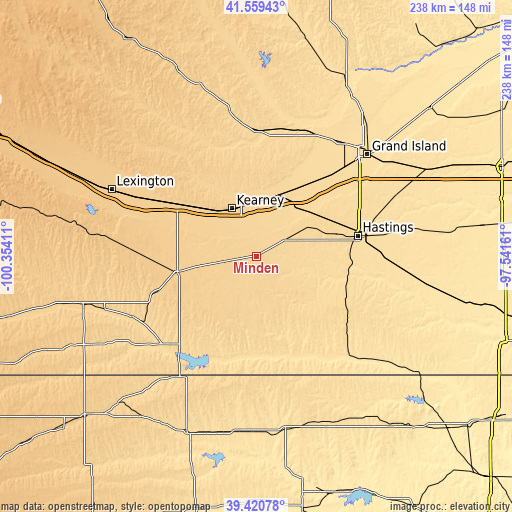 Topographic map of Minden