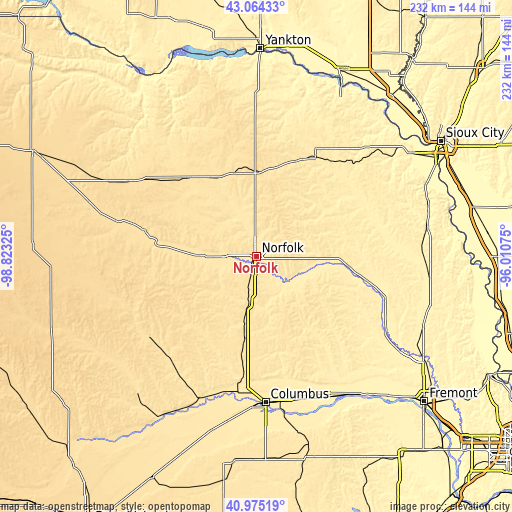 Topographic map of Norfolk