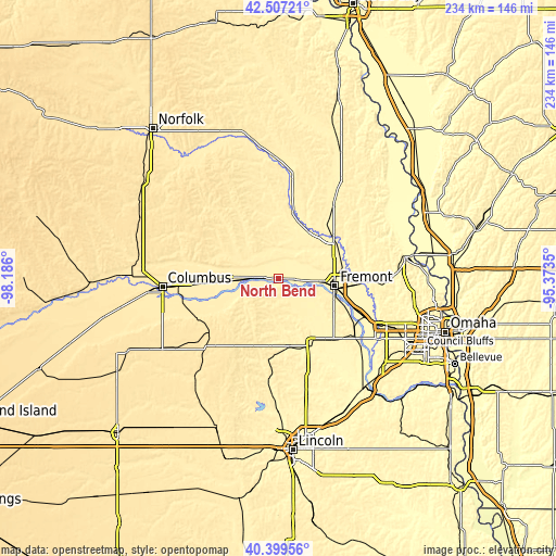 Topographic map of North Bend