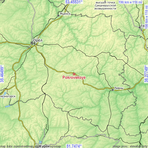 Topographic map of Pokrovskoye