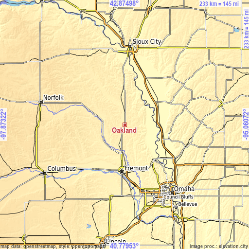 Topographic map of Oakland