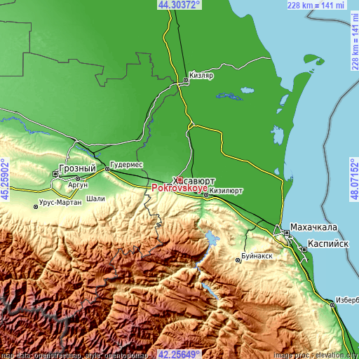 Topographic map of Pokrovskoye