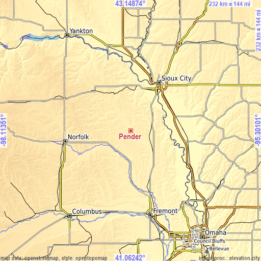 Topographic map of Pender