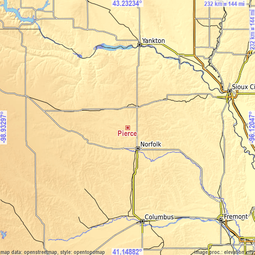 Topographic map of Pierce