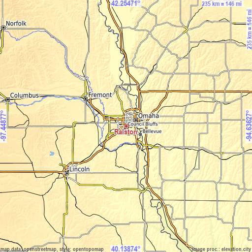 Topographic map of Ralston
