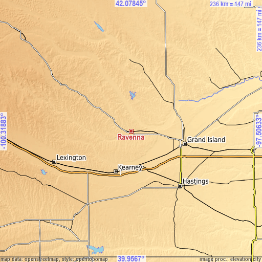 Topographic map of Ravenna