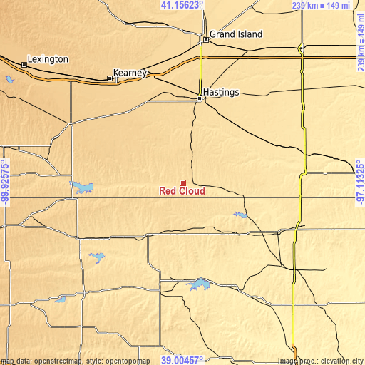 Topographic map of Red Cloud