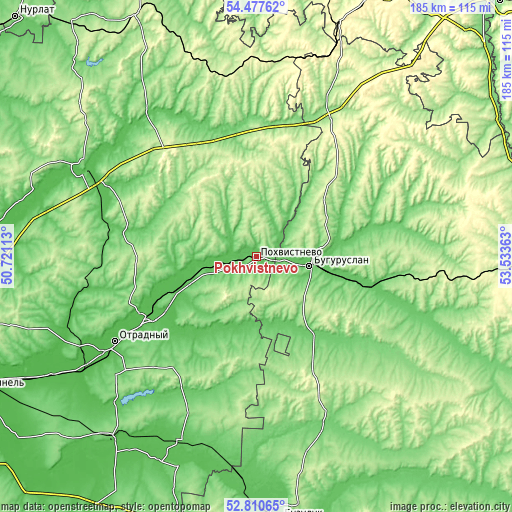 Topographic map of Pokhvistnevo