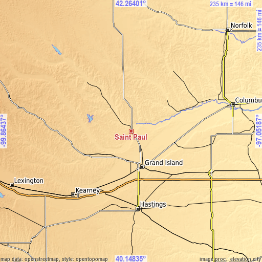 Topographic map of Saint Paul