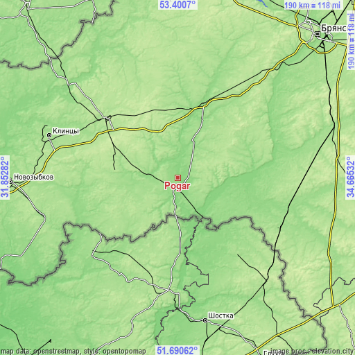 Topographic map of Pogar