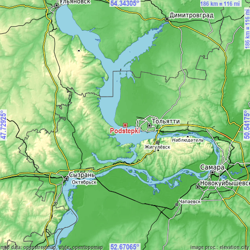 Topographic map of Podstepki