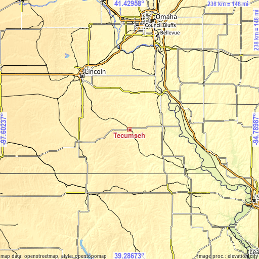 Topographic map of Tecumseh