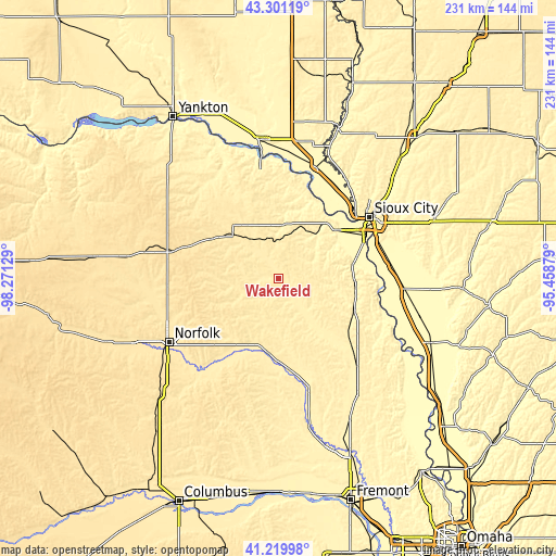 Topographic map of Wakefield