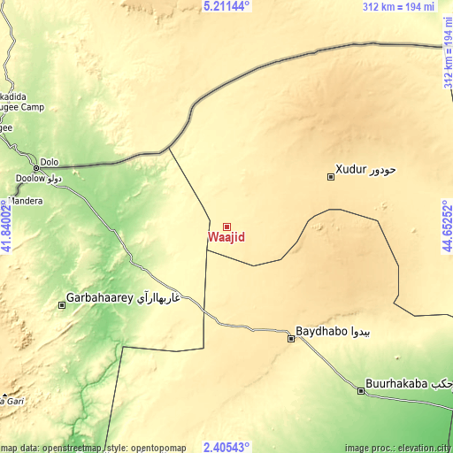 Topographic map of Waajid