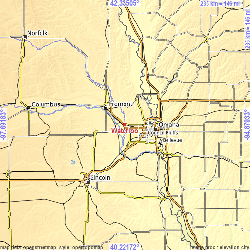 Topographic map of Waterloo