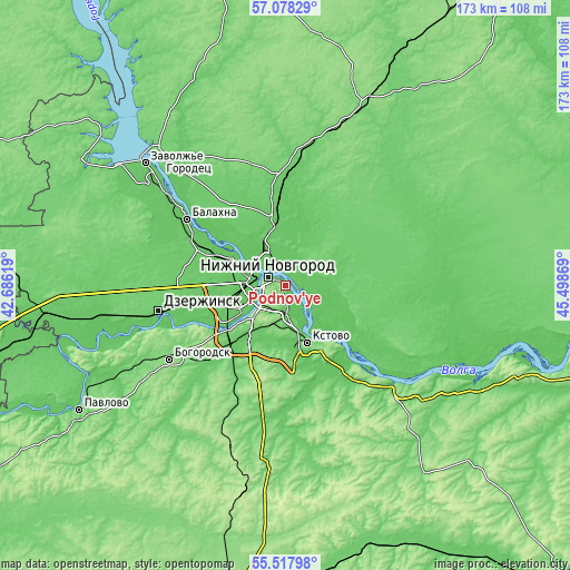 Topographic map of Podnov’ye